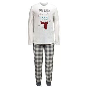 *50off3* NWT Family Pajamas Papa Llama PJs Set XXL 2XL Cotton Blend White Plaid